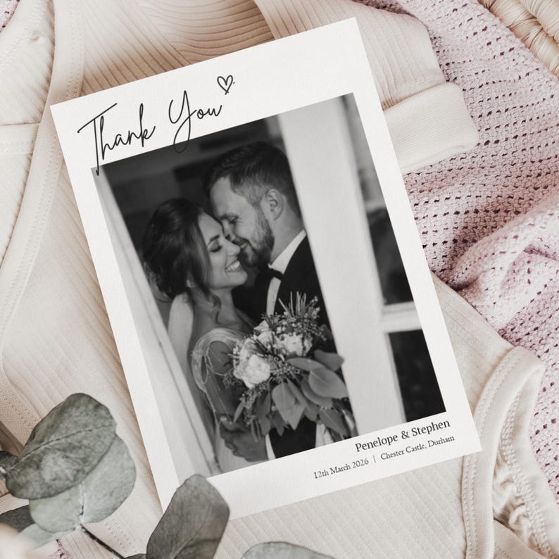 Personalised Photo Wedding Thank You Cards, Double Sided or Folded (Z3 ...