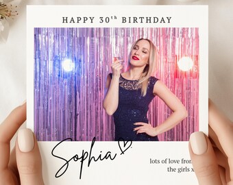 Personalised Photo Birthday Card – Minimalist Design, Custom Age Keepsake (SQ)