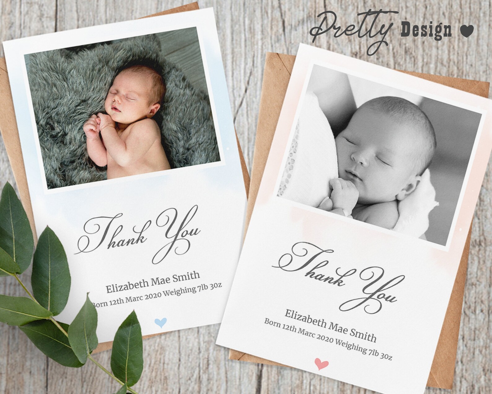 Vintage Personalised Baby Thank You Card Photo Personalised Etsy UK