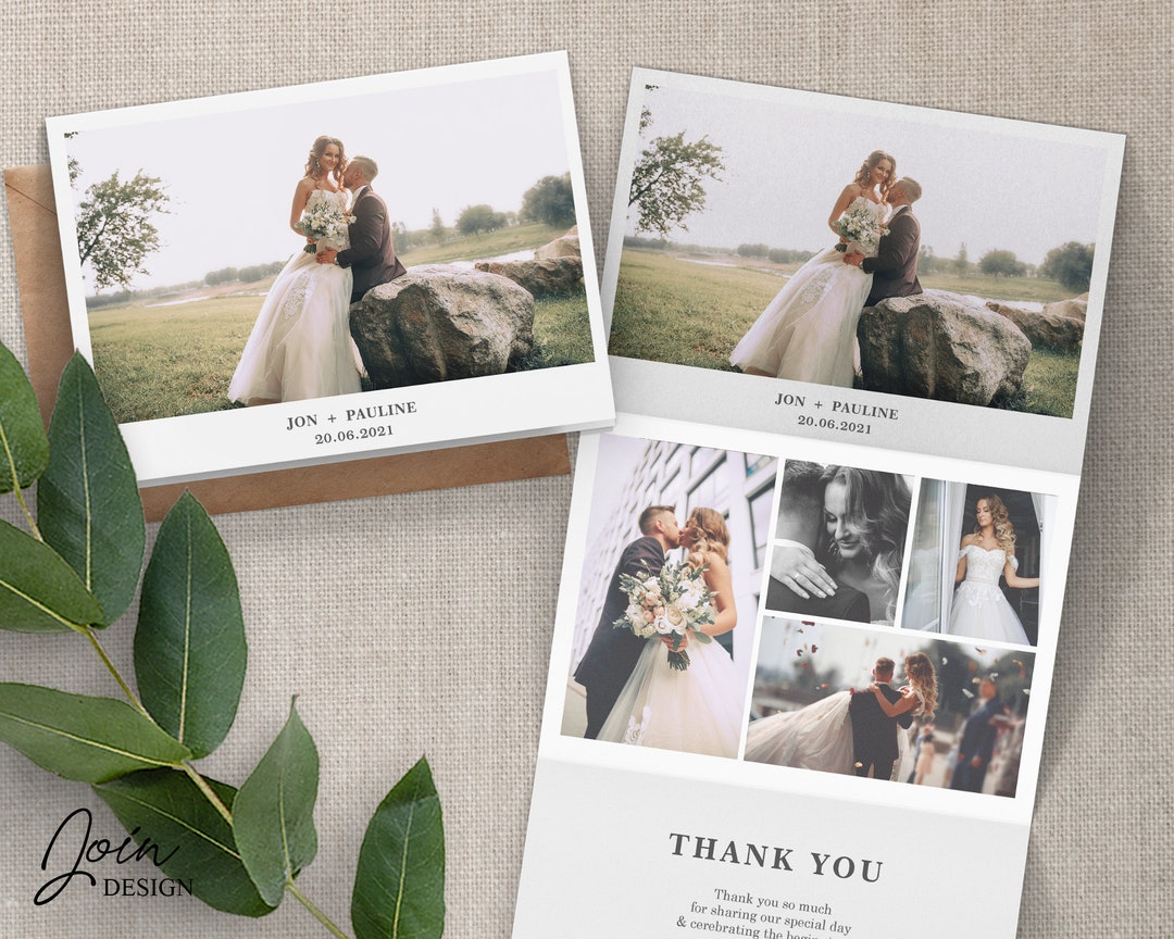 Personalised Floral Photo Wedding Thank You Cards, Z Fold (W1) - Etsy UK
