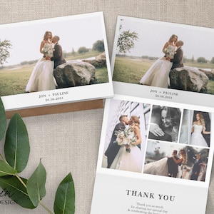 Floral Photo tri fold Thank You cards (W1), Summer Z fold Cards, Retro Wedding Thank You cards, Personalised Wedding Thank you Cards