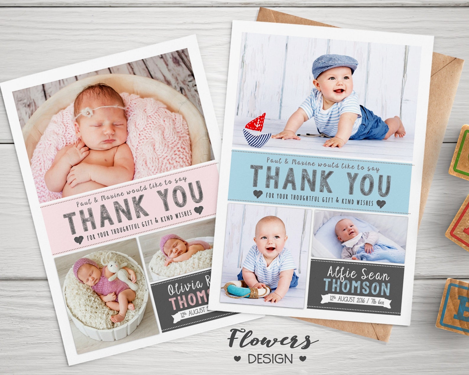 Birthday Thank You Card Personalised New Baby Thank You Card Etsy — free download