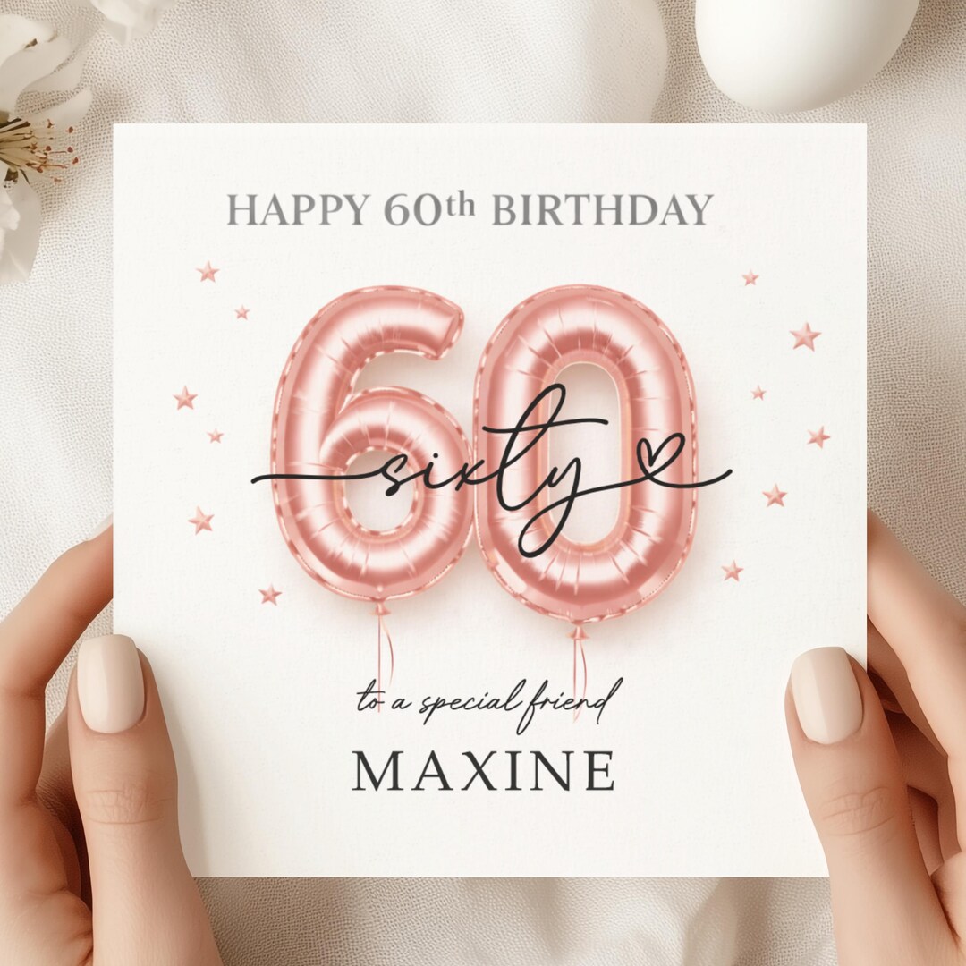 Personalised 60th Birthday Card for Her | Luxury Square Card (15 ...
