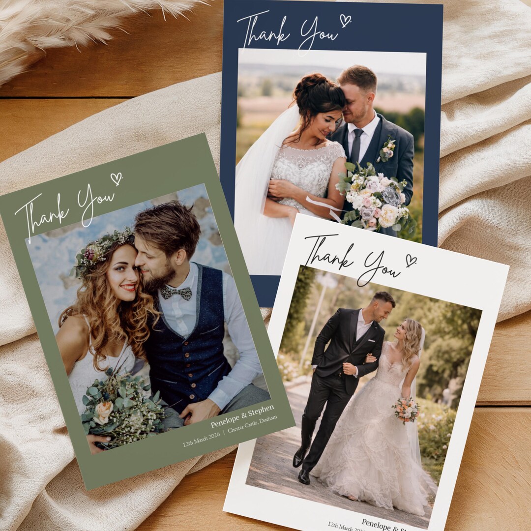 Personalised Photo Wedding Thank You Cards | Elegant Minimalist Designs ...