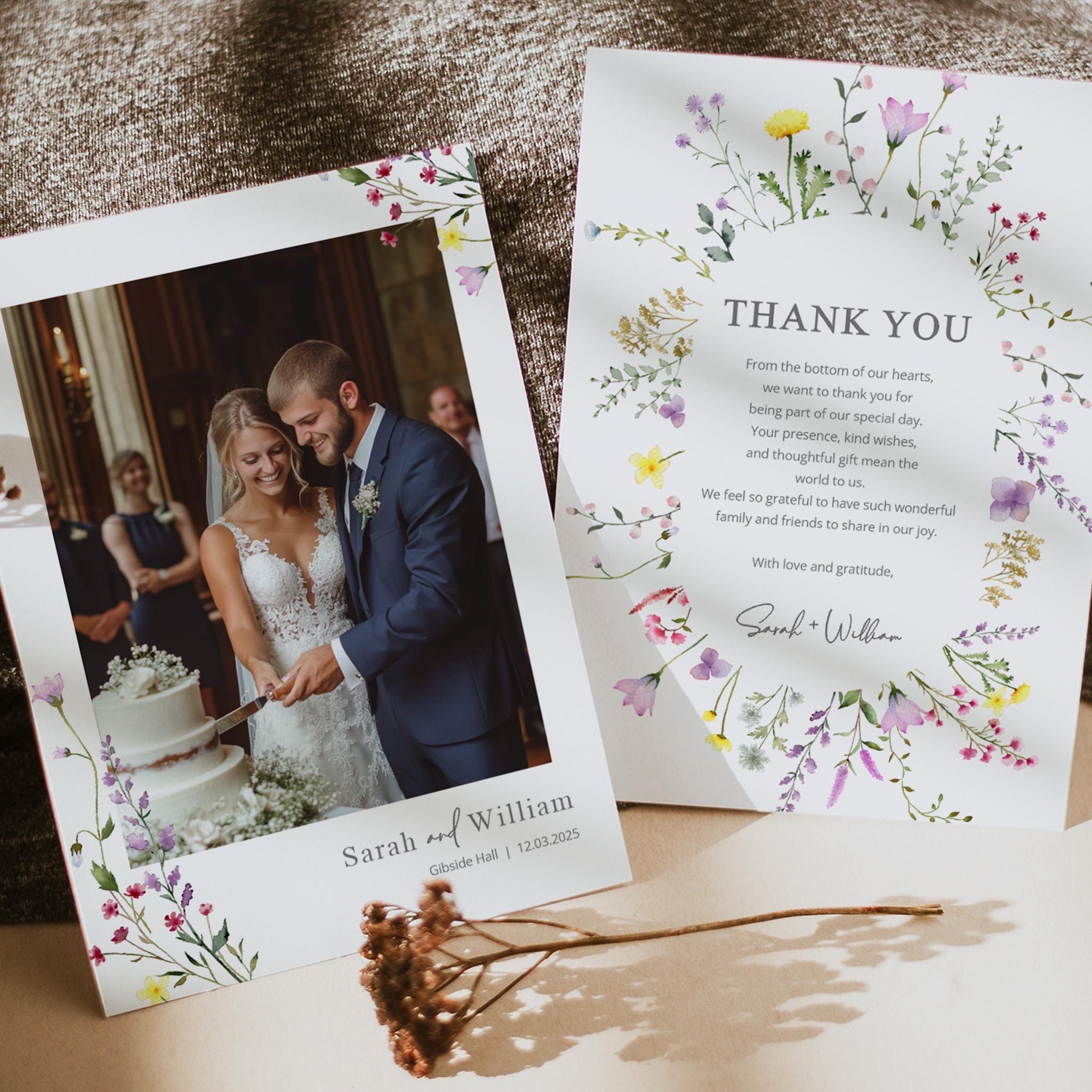 Personalised Photo Wedding Thank You Cards, Folded Card With Envelopes ...