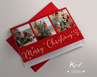 Photo Personalised Xmas Card, Personalised Photo Christmas Card (MC1) x, Photo Xmas card. Custom Festive Christmas Card,