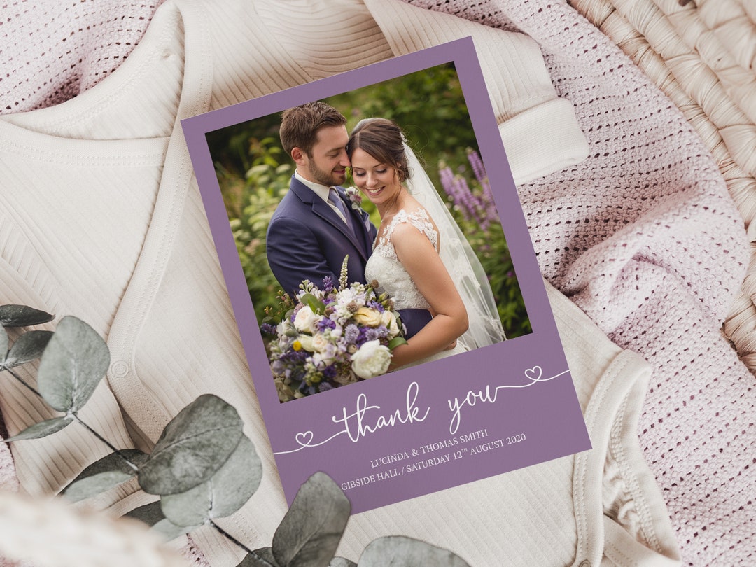 Floral Wedding Thank You Cards With Photo, Bespoke A6 Design (W2) - Etsy UK