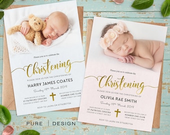 Personalised Christening Invitation | Baptism, Naming Day Ceremony Invite (R1)