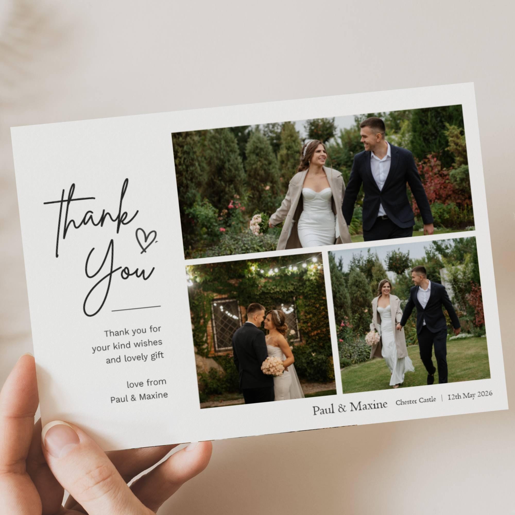 Personalised Photo Wedding Thank You Cards, Double Sided or Folded (Z1 ...