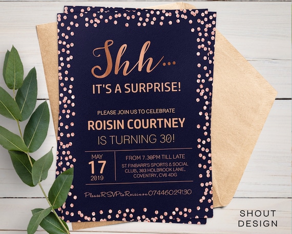 Surprise 30th Birthday Invitations, (H2) 18th Birthday Invite, 60th Birthday Invite,For him 21st Birthday invitation