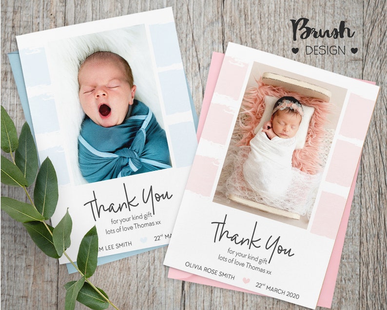 New Personalised Photo Thank you card New Baby New Baby Photo Etsy