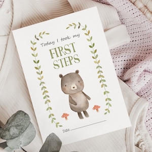 Woodland Baby Milestone Cards with Bears, Monthly Keepsake Gift imagem 2