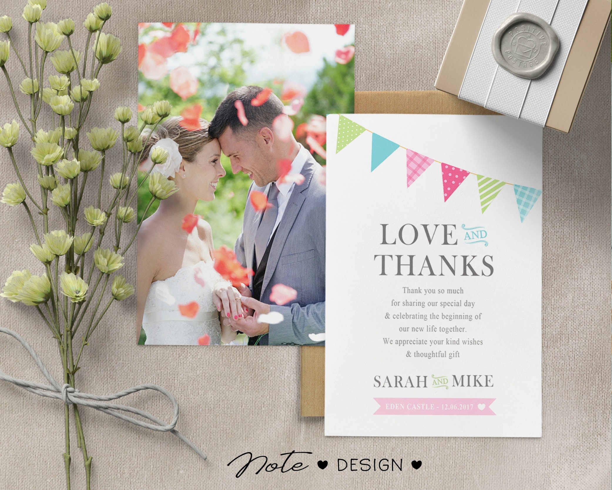 Personalised Photo Wedding Thank You Cards, A6 Double-sided (W3) - Etsy UK