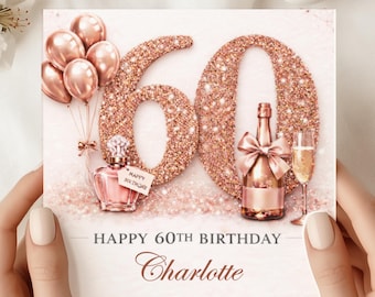 Personalised 60th Birthday Card | Luxury Square Design for Her (SQ)