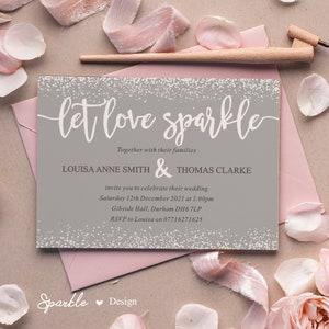 Personalised Wedding Invite,, Sparkle Wedding Stationary, (W1) Wedding invite set, Save the date, Modern Wedding invites,