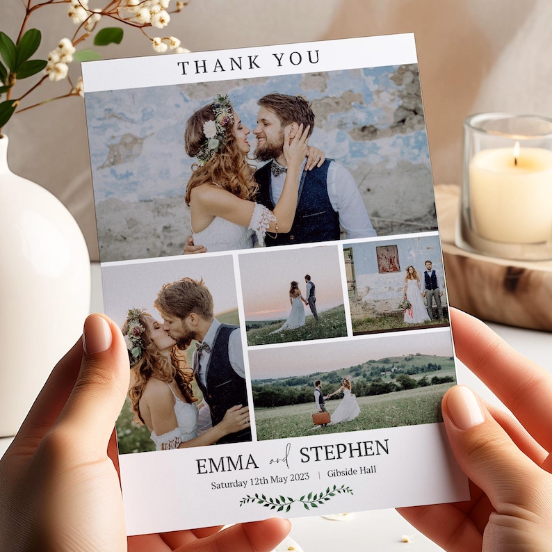 Personalised Photo Wedding Thank You Cards, Folded Card or Postcard (z1 ...