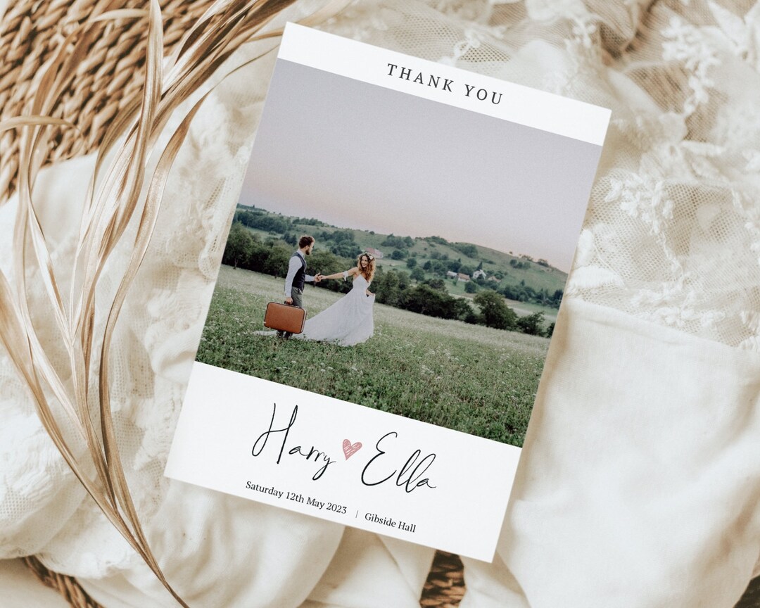 Personalised Photo Wedding Thank You Cards, Vintage Style, Folded or ...