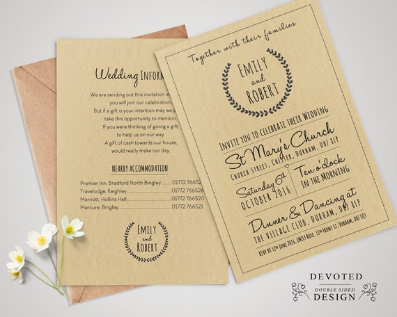 Evening Reception Invitationsdouble Sidedcountry Etsy
