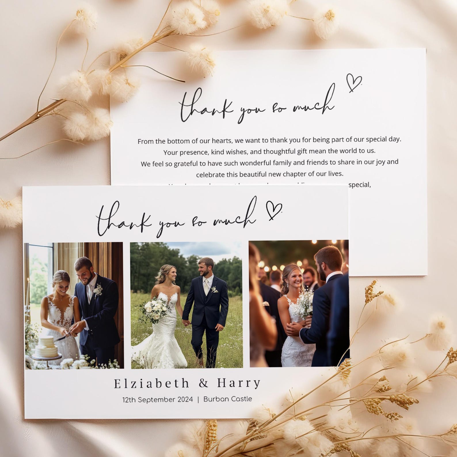 Personalised Photo Wedding Thank You Cards, Double Sided or Folded (Z1 ...