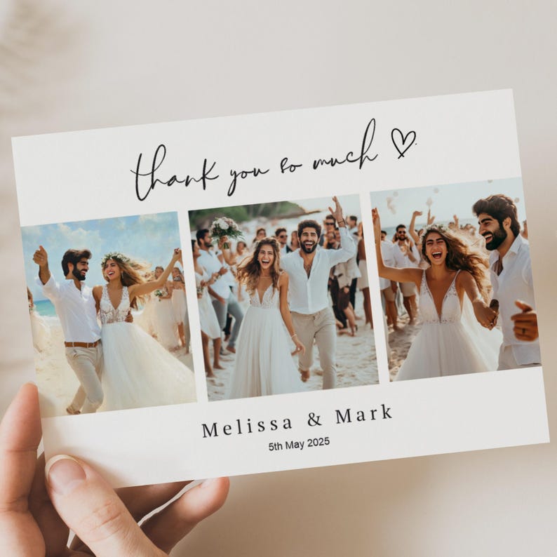 Personalised Photo Wedding Thank You Cards, Folded Card or Postcard (z1 ...