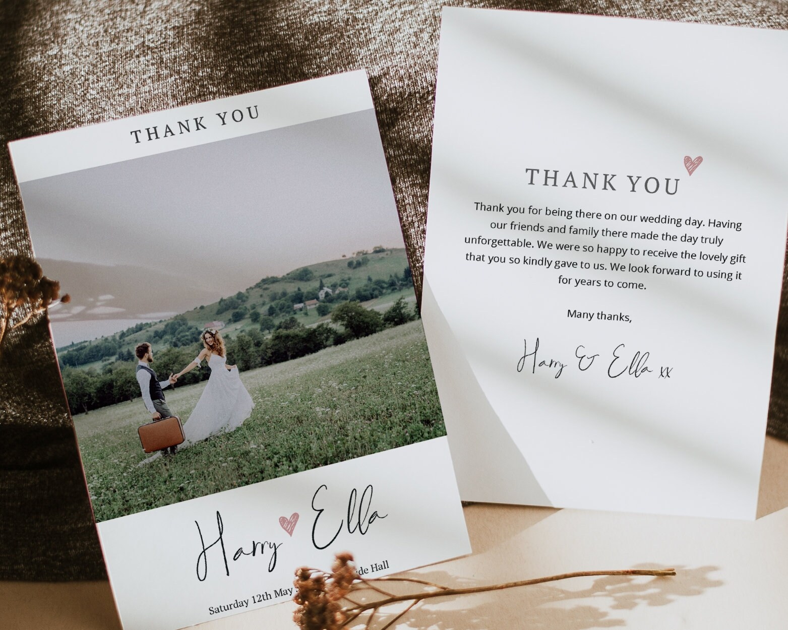 Personalised Photo Wedding Thank You Cards, Vintage Style, Folded or ...