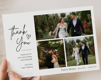 Personalised Photo Wedding Thank You Cards | Elegant Custom Design | Any Colour (Z4)