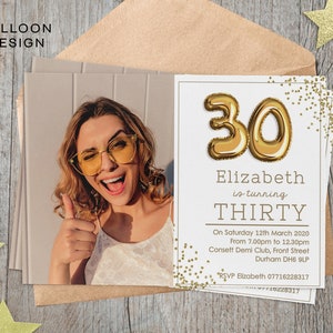 Personalised Photo 30th Birthday Invitations, (H1) 18th Birthday Invite, 21st Birthday Invite, 40th Personalised Birthday invitation