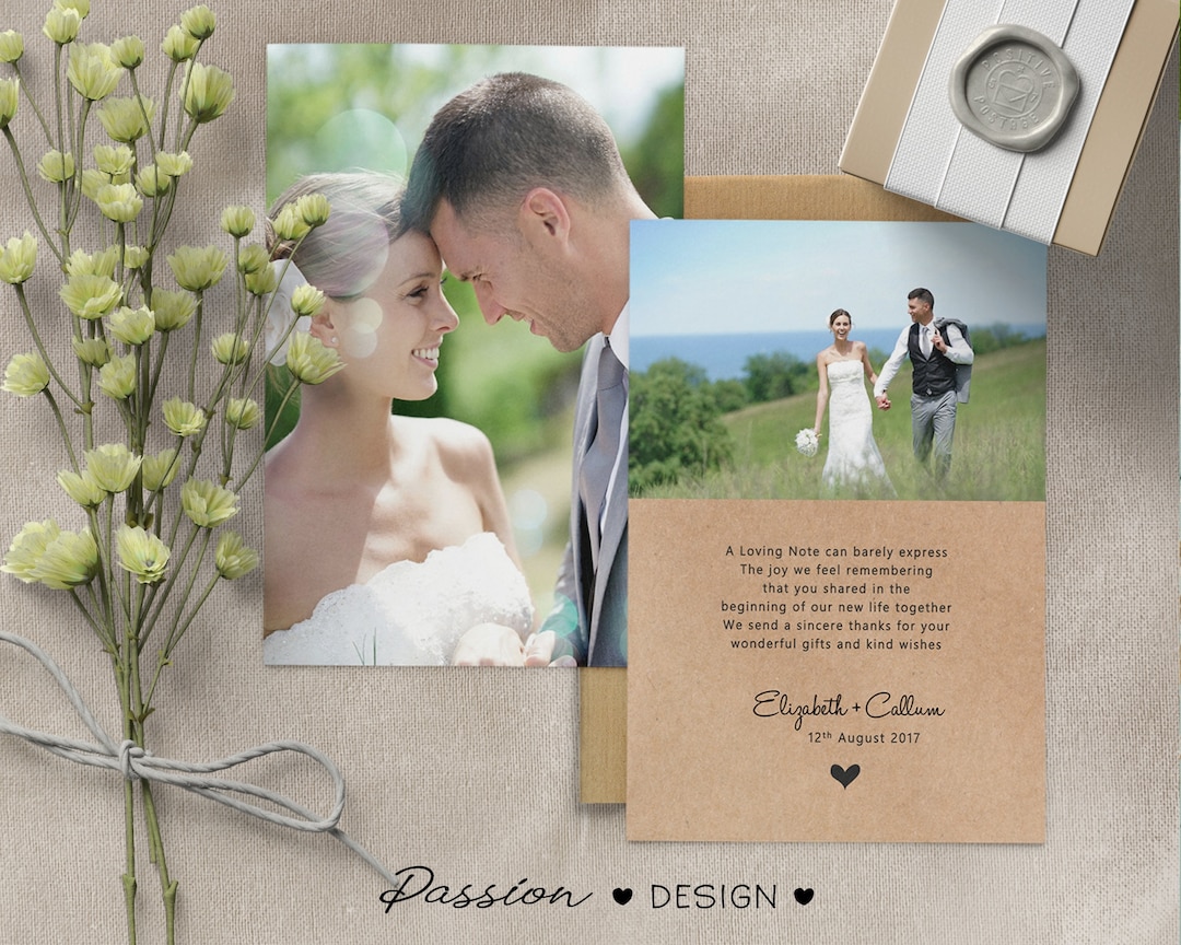 Personalised Photo Wedding Thank You Cards, Double Sided (W3) - Etsy UK