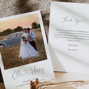 Personalised Wedding Thank You Cards, Photo Keepsake (Z1)