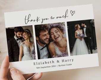 Personalised Photo Wedding Thank You Cards, Double Sided or Folded (Z1)