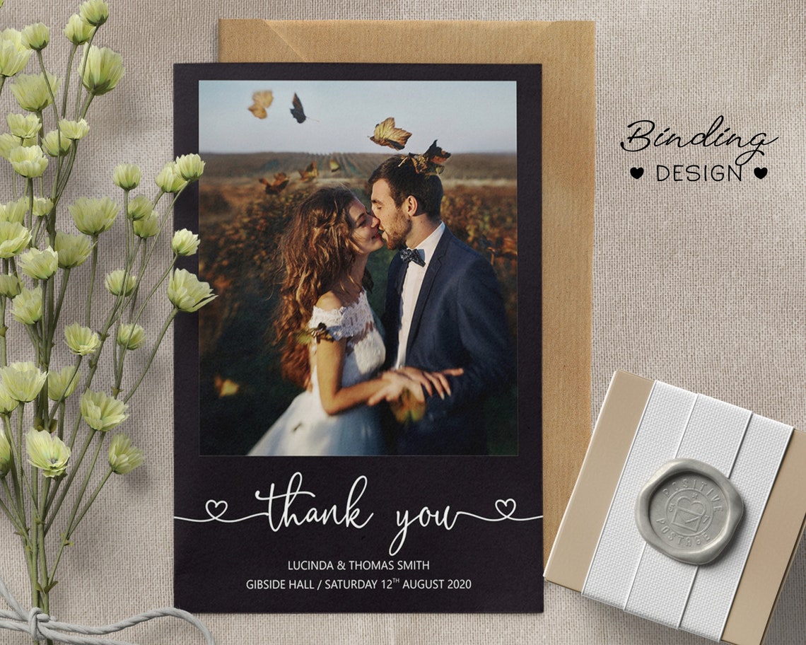 Rustic Wedding Thank You Cards Personalised Design - Etsy