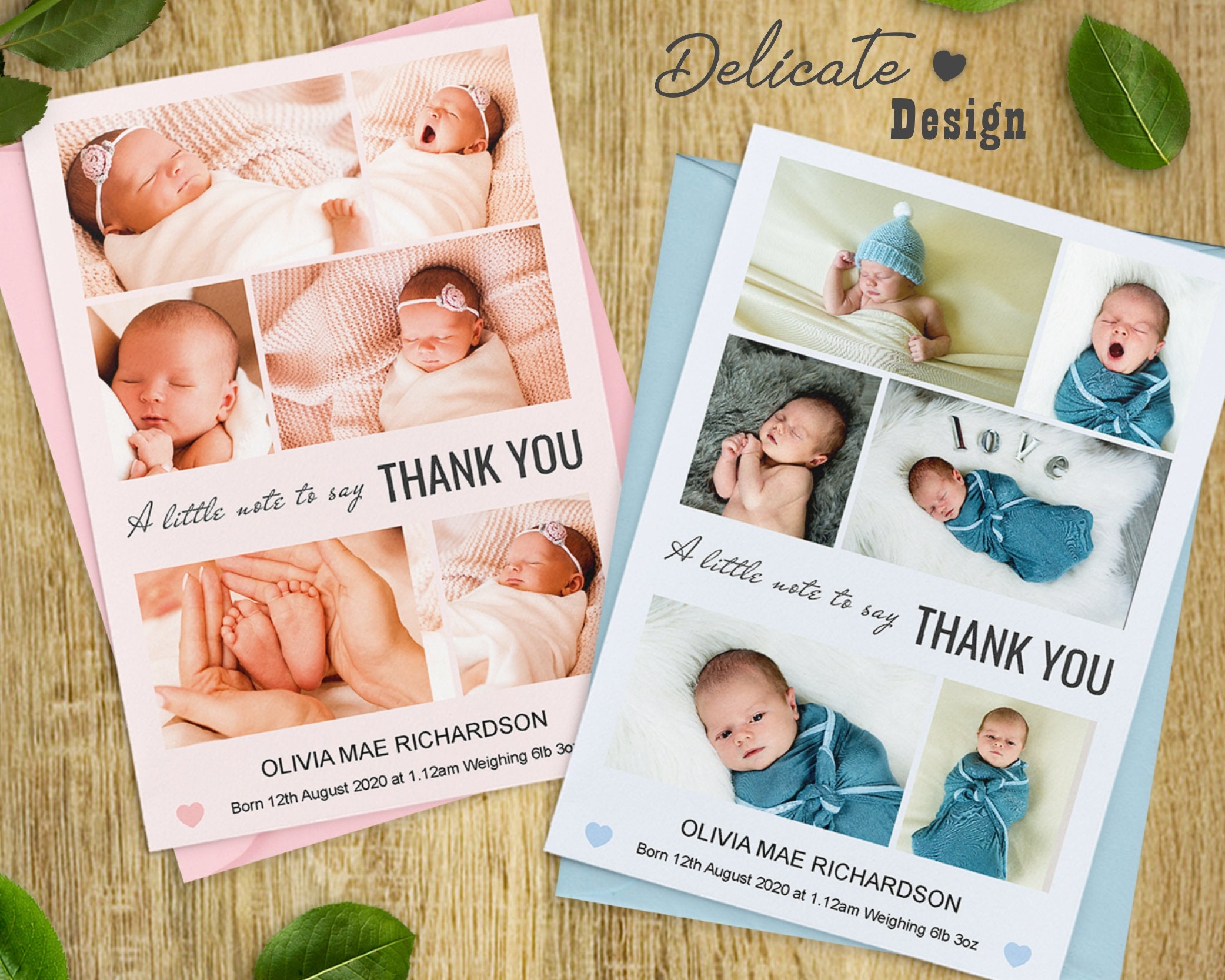 Cute baby thank you cards b1 photo personalised birthday etsy uk
