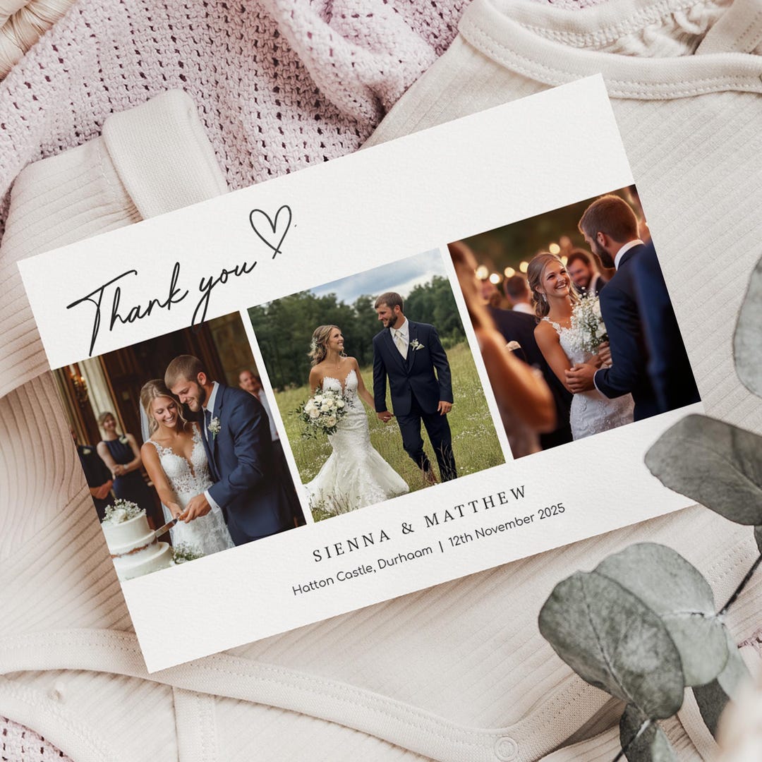 Personalised Photo Wedding Thank You Cards, Double Sided or Folded (Z3 ...