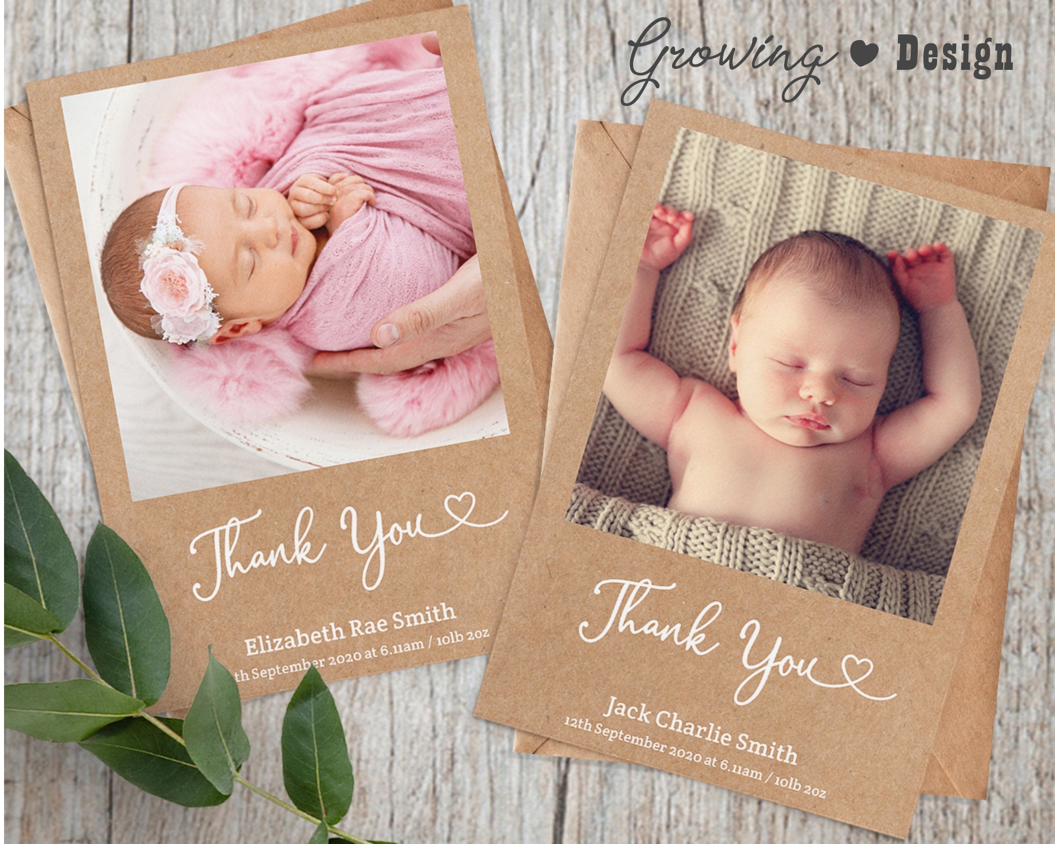 Cute Baby Thank You Cards Photo Personalised Birthday Thank Etsy UK