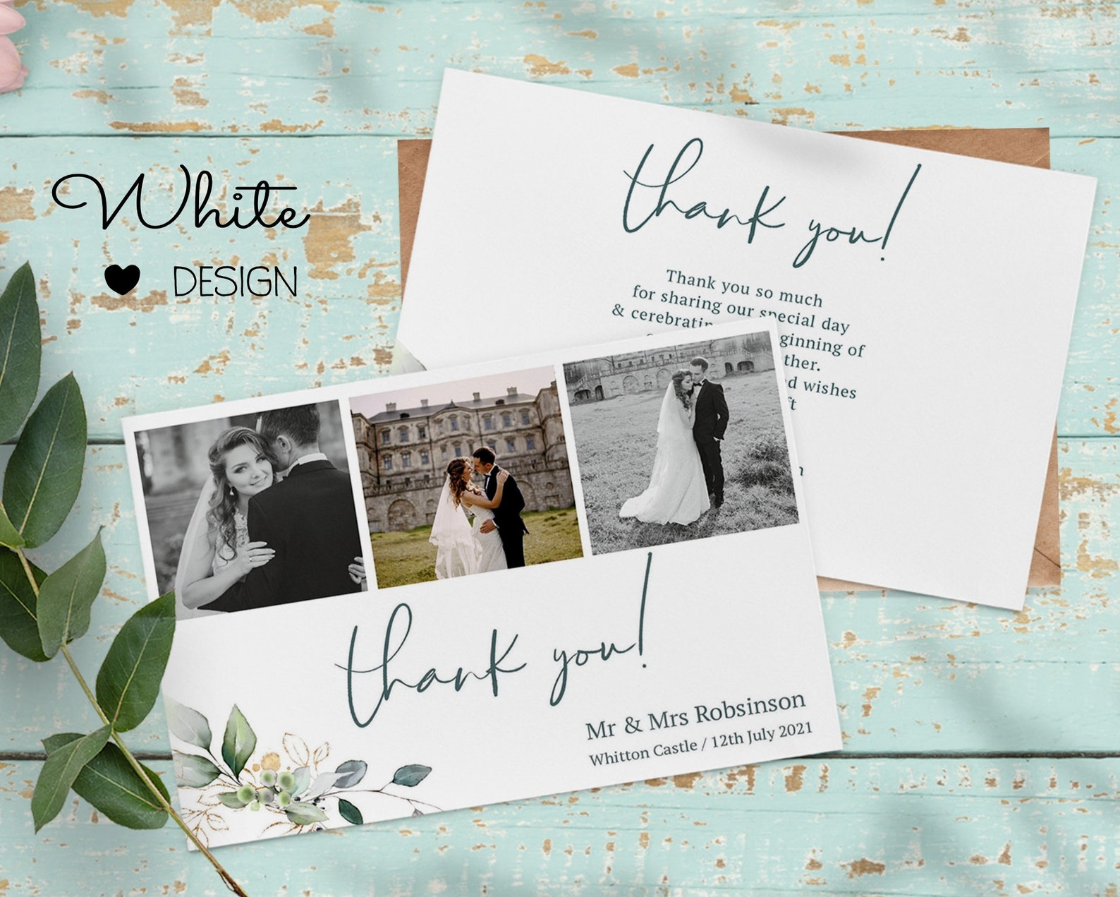 Personalised Photo Wedding Thank You Cards, Double Sided (W3) - Etsy UK