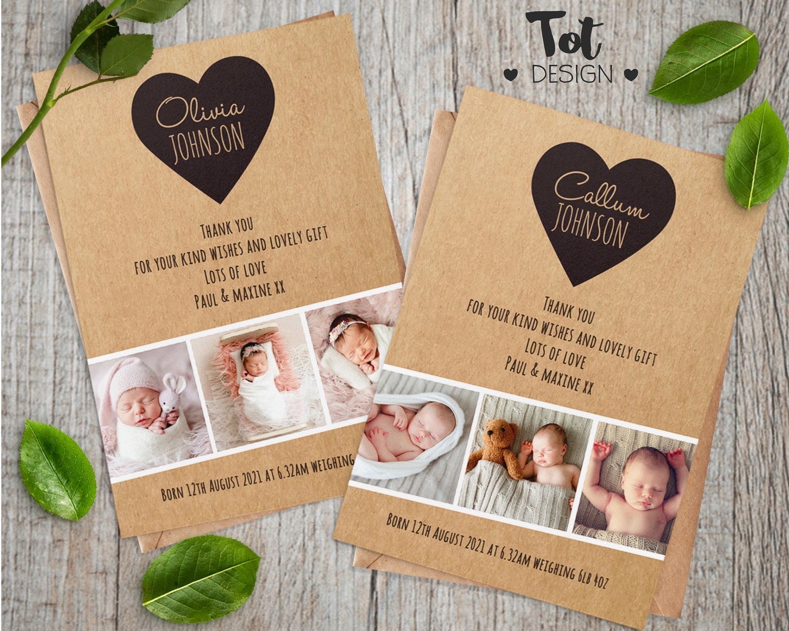 Baby Photo Thank You Note New Baby Announcement Girl Boy - Etsy