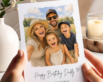 Personalised Birthday Card For Him Her - Custom Portrait Birthday Cards Gift Husband, Wife, Mum, Family