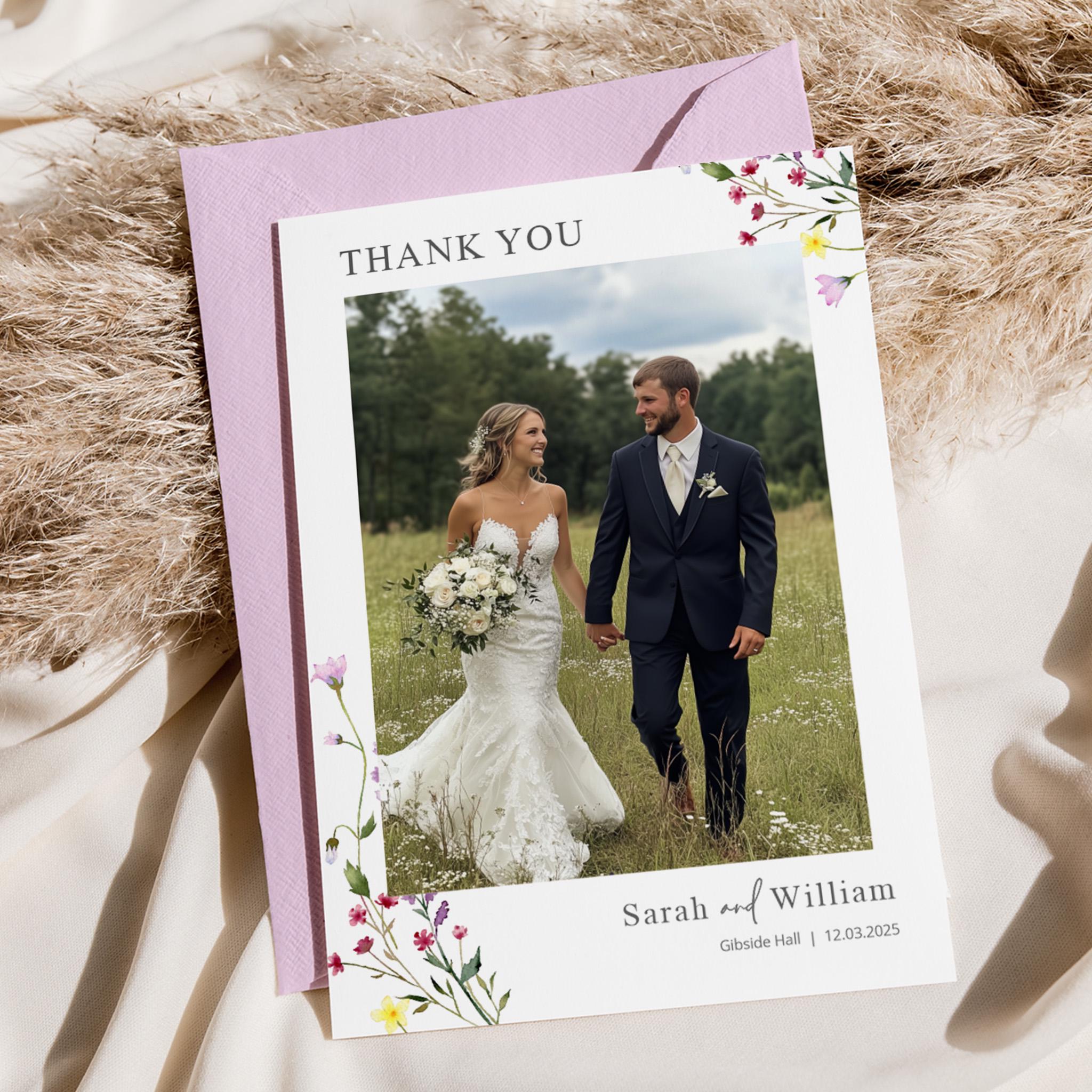 Personalised Photo Wedding Thank You Cards, Folded Card With Envelopes ...