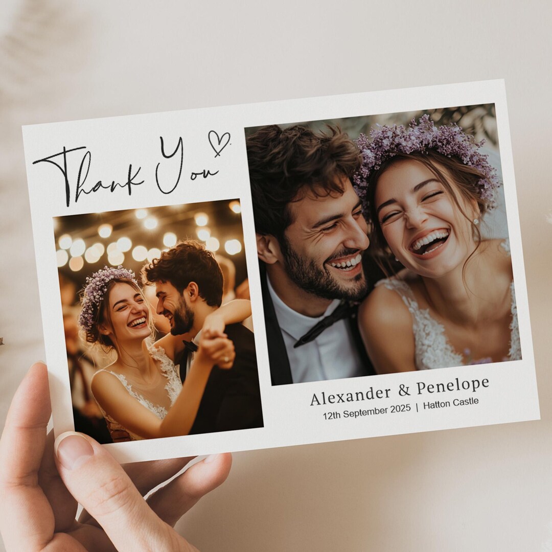 Personalised Photo Wedding Thank You Cards, Elegant Design (Z1) - Etsy UK
