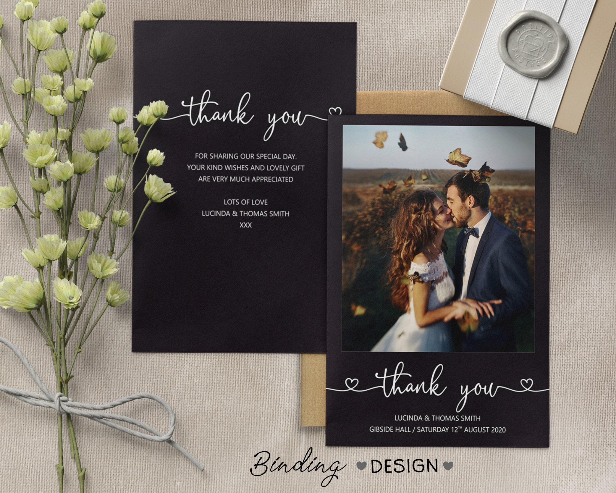 Personalised Wedding Thank You Cards With Photo, Double Sided (W3 ...
