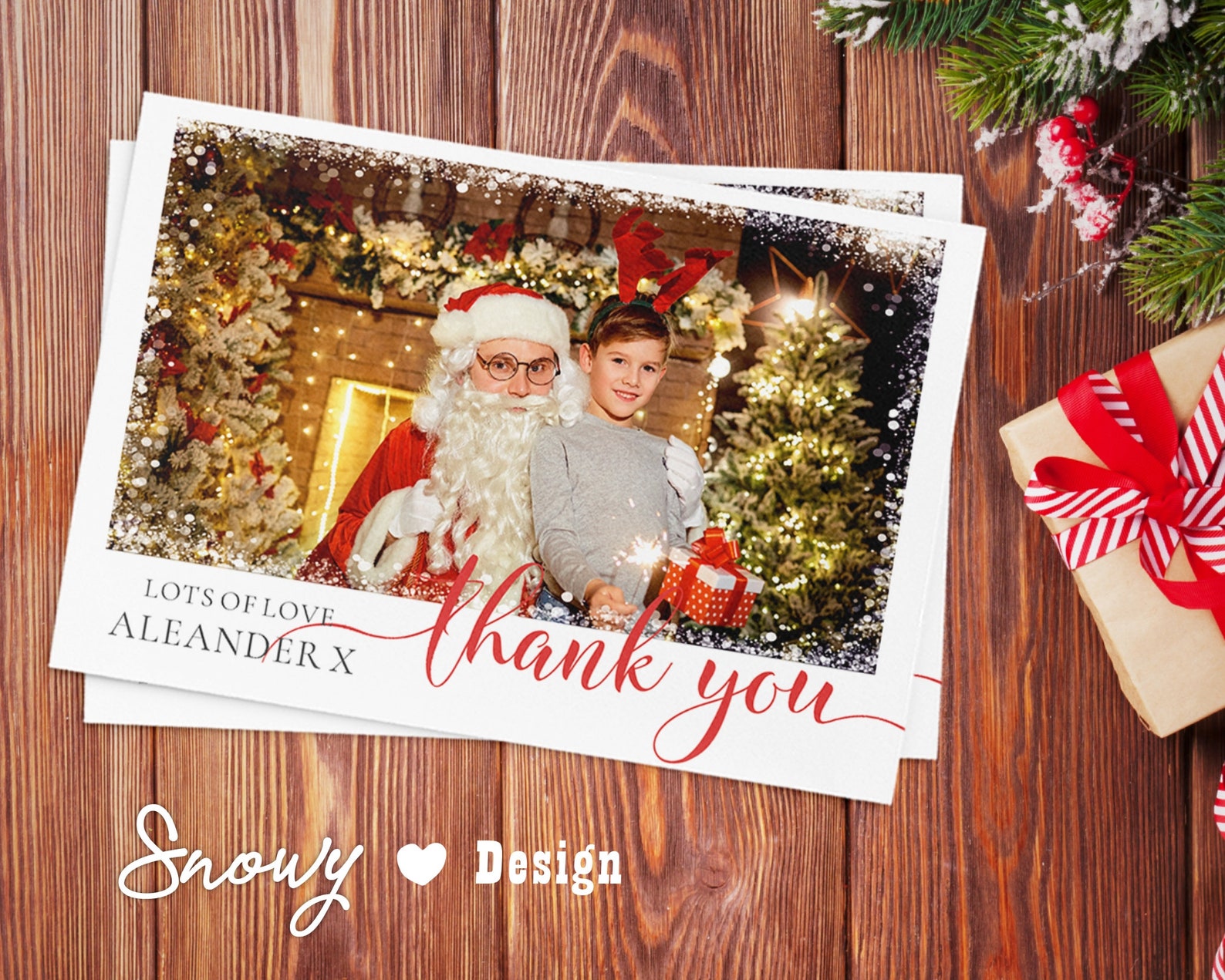 Photo Christmas Personalised Thank You Card Photo Christmas | Etsy UK