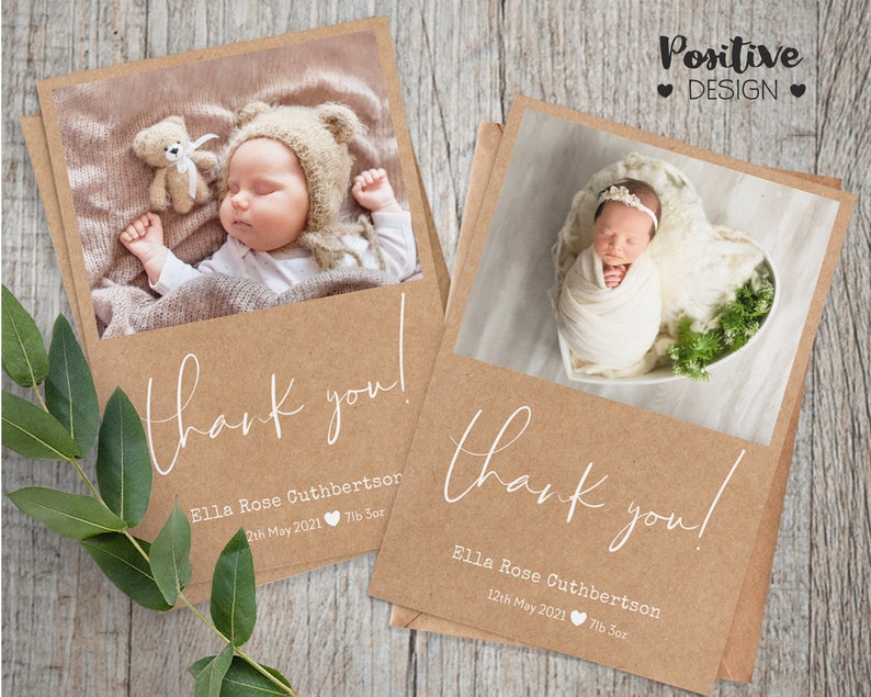 Baby Thank You Cards , Personalised New baby Thank you card , Personalised Thank You Cards with Photo, New Baby Announcement Girl Boy (B3) 