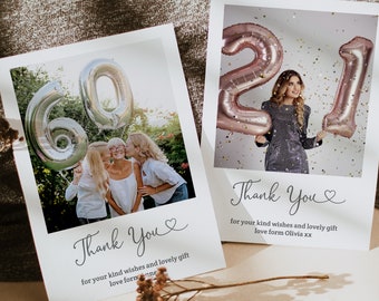 Personalised Photo Birthday Thank You Card, Custom Party Guest Appreciation (A6 Postcard)(H7)