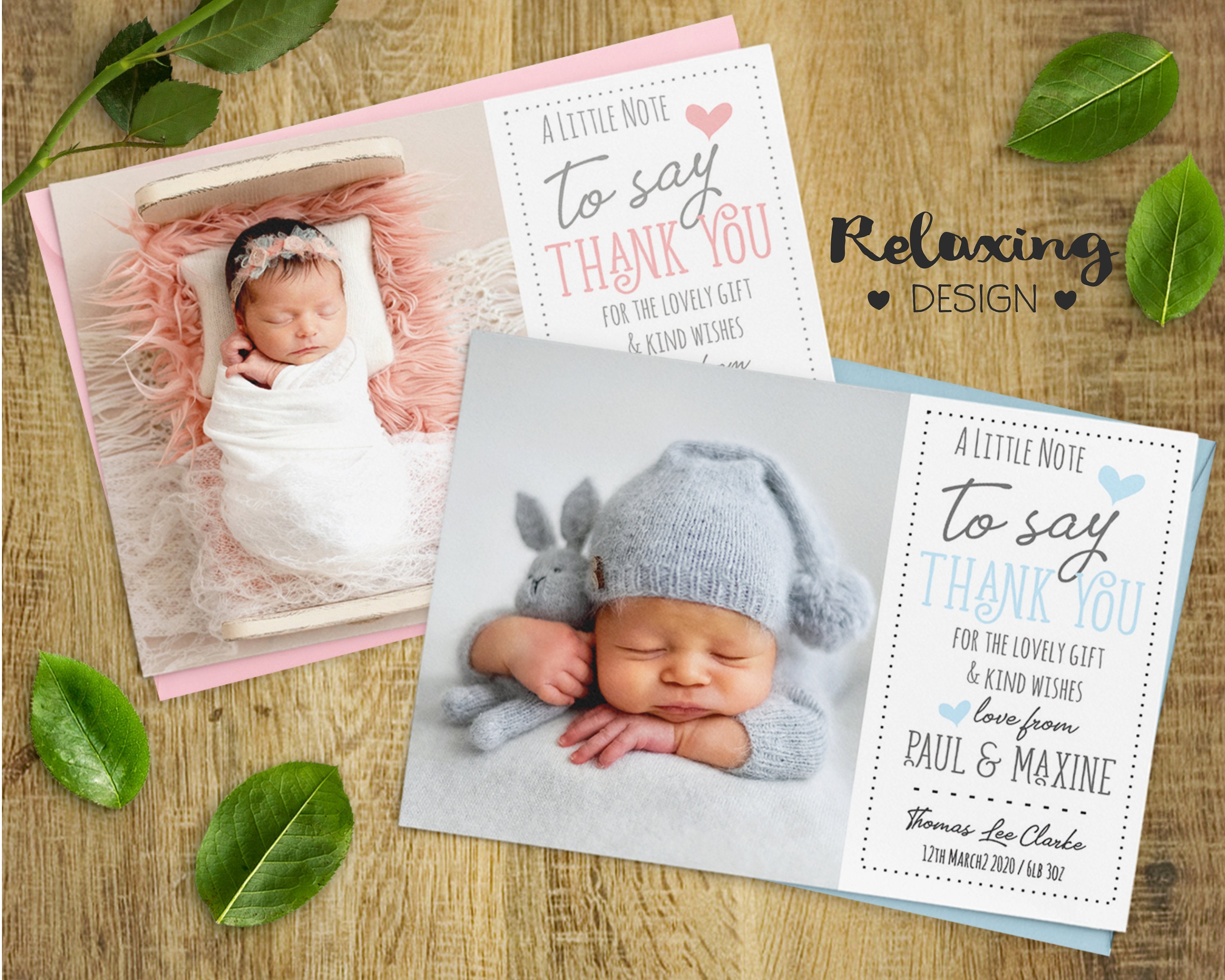Baby Thank You Cards Personalised New Baby Thank You Card Etsy UK