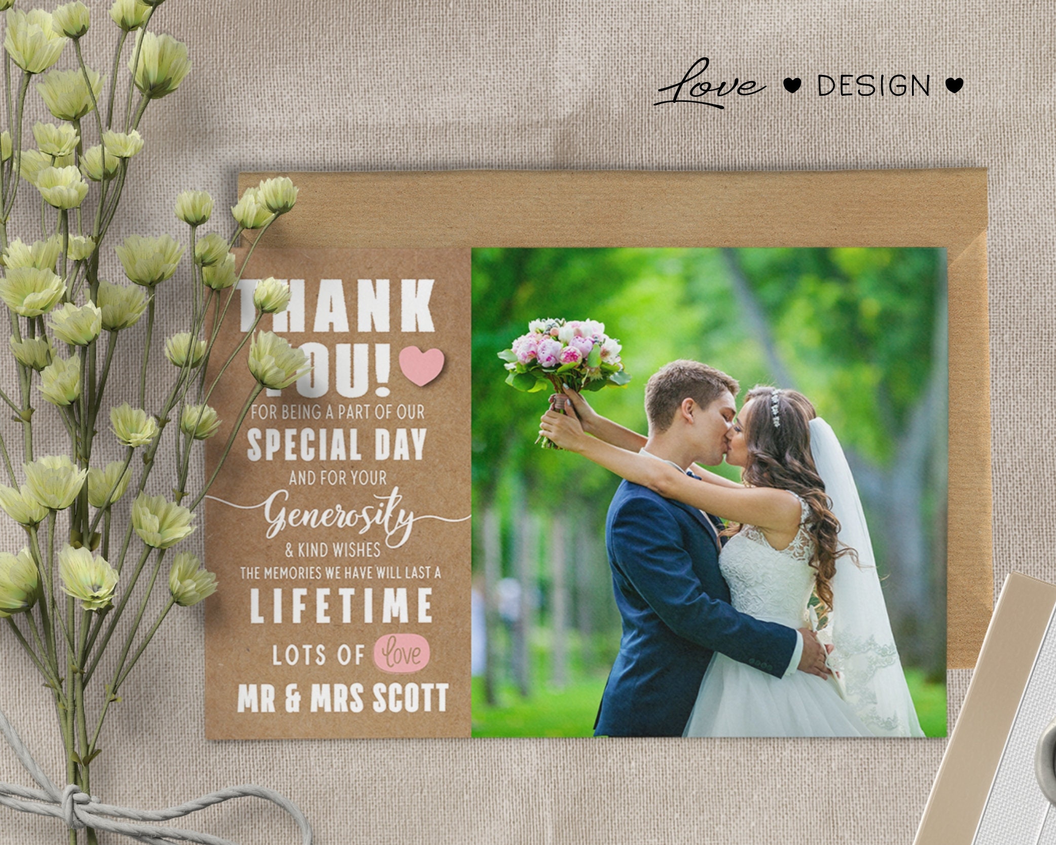 Rustic Wedding Thank You Cards Wedding Thank You Cards With Etsy UK