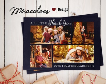 Personalised Christmas Thank You Cards, Photo Collage Holiday Notes (H6)