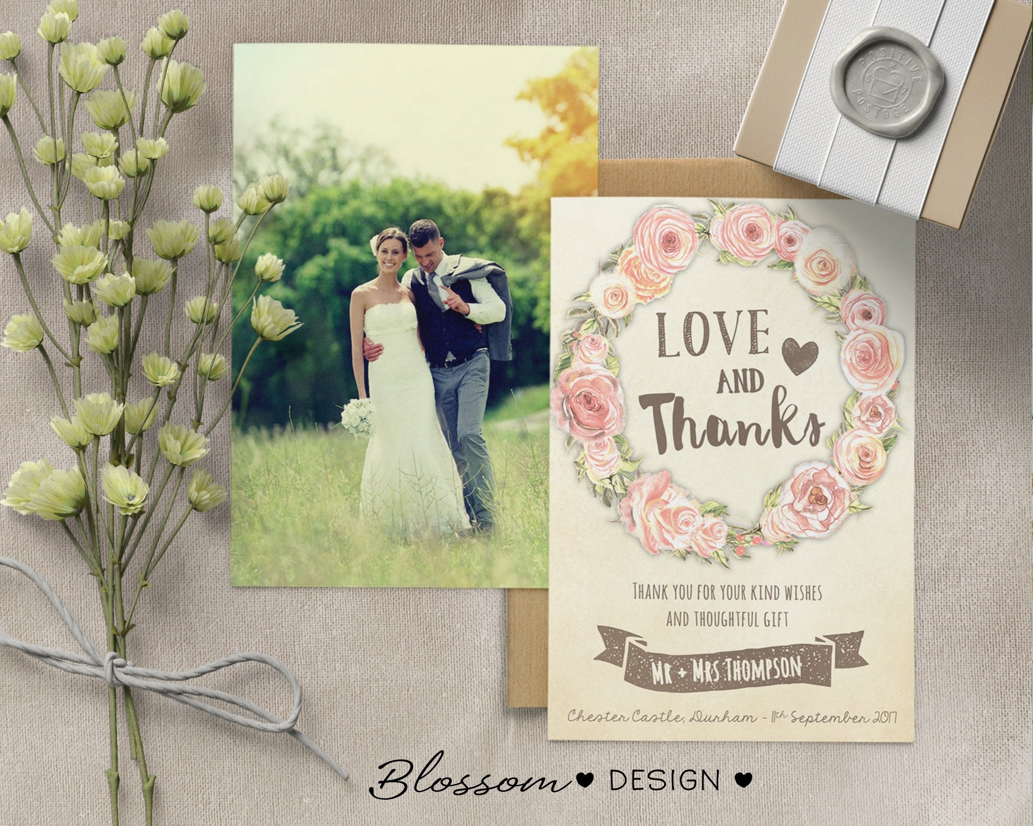 Personalised Photo Wedding Thank You Cards, A6 Double-sided (W3) - Etsy UK