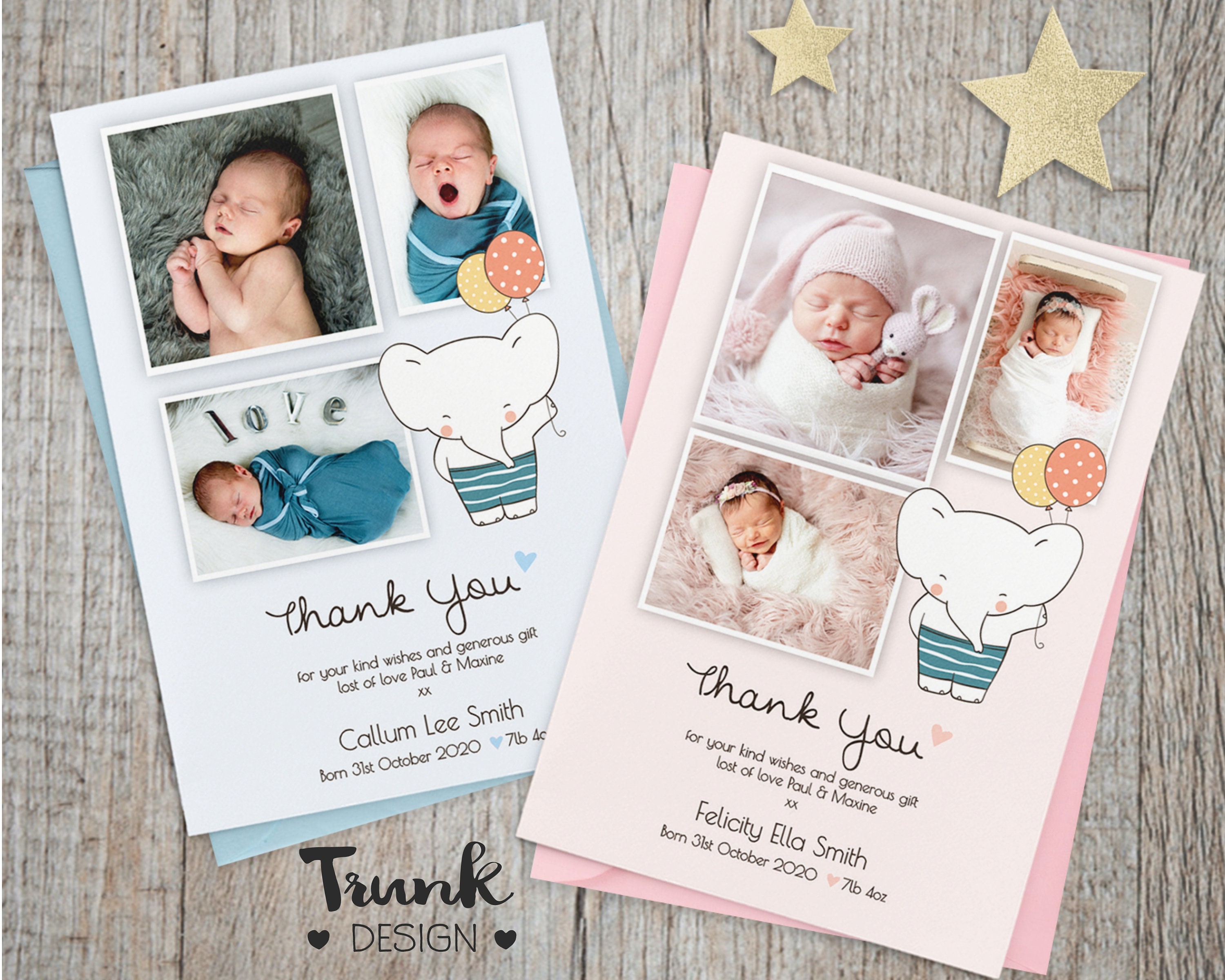 Baby Thank You Cards Personalised New Baby Thank You Card Etsy UK — free download