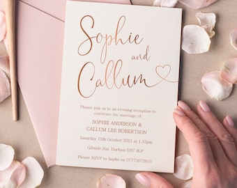 Bespoke Wedding Invitation, Simple Typography, Day/Evening Reception Invite (W1)
