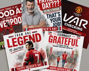 Manchester United Father's Day Card | Personalised Football Designs | Exclusive United-Inspired Designs | 148mm Square Greeting Card (SQ)